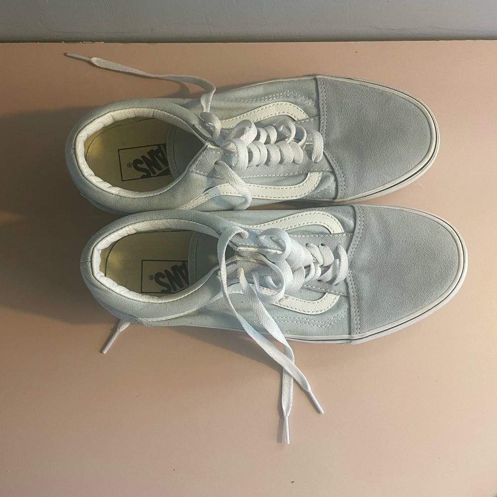 Vans Old Skool Lace-Up Sneakers in Light Blue 9.5 Women 8 Men